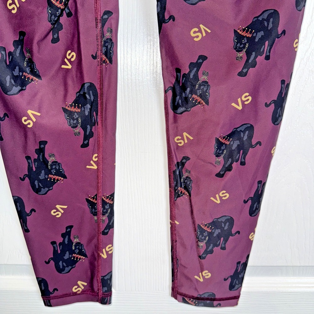 Victoria Sport Panther Print High Rise Leggings Pink Purple Gold Womens M - Picture 10 of 12